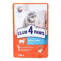 Club 4 Paws влажный корм для кошек 100 г - с ягненком в соусе (4820215364270) 
