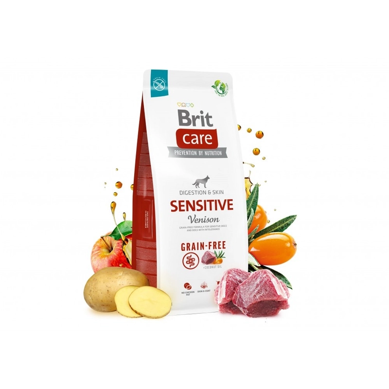 Brit Care Grain-Free Sensitive сухий корм для собак з чутливим травленням беззерновий 1 кг - з олениною (8595602559152)  - фото 3