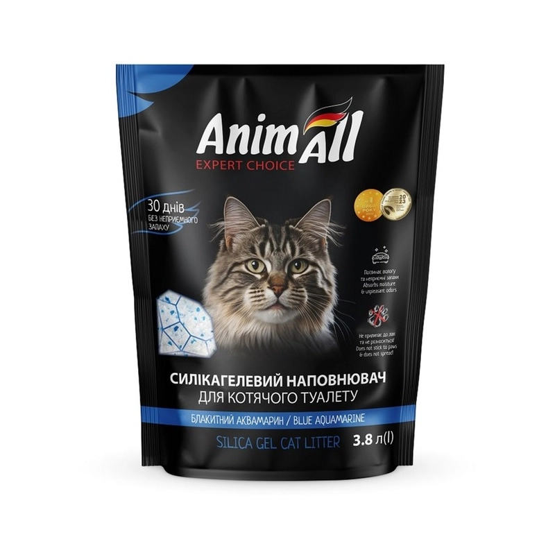 AnimAll Блактиний аквамарин наповнювач для котячого туалету 3.8 л - силікагелевий (4820224501765) 