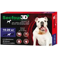 Secfour 3D краплі для собак 2 мл/1 піпетка - від бліх і кліщів, 10-20 кг (4820150207496) 