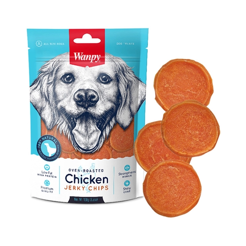 Wanpy CHICKEN JERKY CHIPS ЛАСОЩІ Premium собаки (курячі чіпси) 100 г 