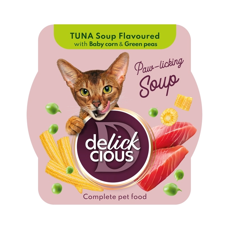 Delickcious Soup ЛАСОЩІ Premium коти (з тунцем мінтаем та горохом) 80 г 