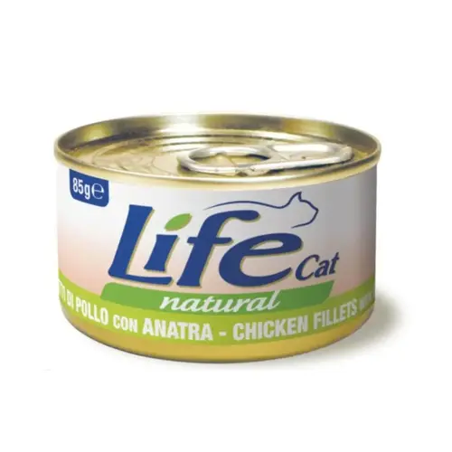 Lifecat Natural ВОЛОГИЙ КОРМ Супер-преміум коти (з курячим філе та качкою) 85 г