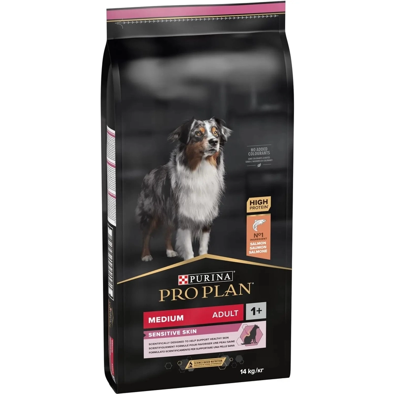 Purina Pro Plan Medium Adult Sensitive Skin сухой корм для собак средних пород с чувствительной кожей 14 кг - с лососем (7613035120464) 