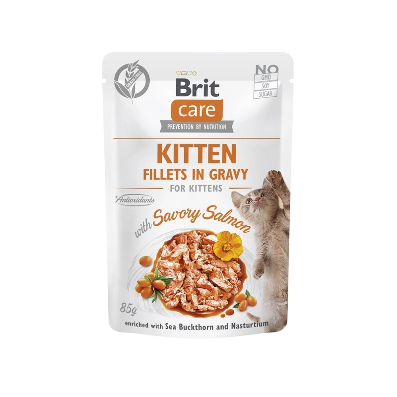 Brit Care Kitten Fillets in Gravy ВОЛОГИЙ КОРМ Супер-преміум кошенята (з лососем) 85 г 