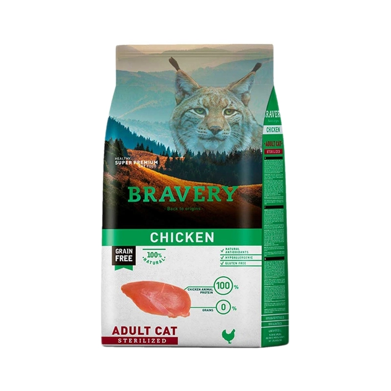 BRAVERY GF Chicken Adult Sterilized СУХИЙ КОРМ Холістік коти (з куркою) 600 г 