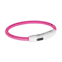 Trixie Flash нашийник для собак L-XL 65 см/ 7 мм - з підсвічуванням та USB, нейлоновий, рожевий (4053032127081) 