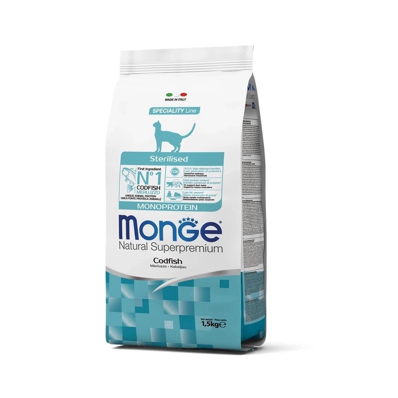 Monge Cat Sterilised сухой корм для стерилизованных кошек 1.5 кг - с треской (8009470005531) 