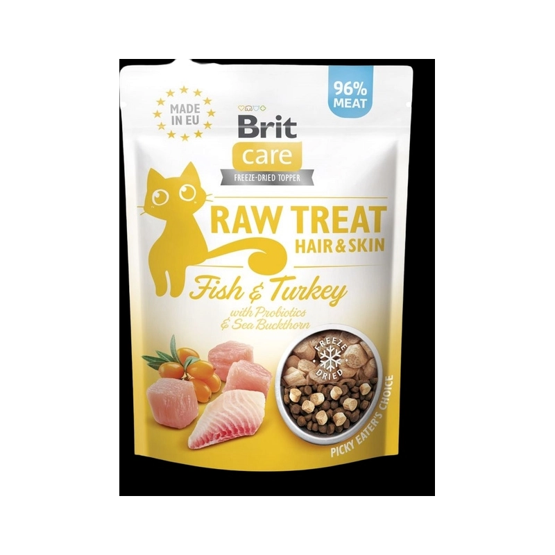 Brit Care Raw Treat Hair&Skin ЛАСОЩІ Супер-преміум коти (з рибою та індичкою) 40 г 
