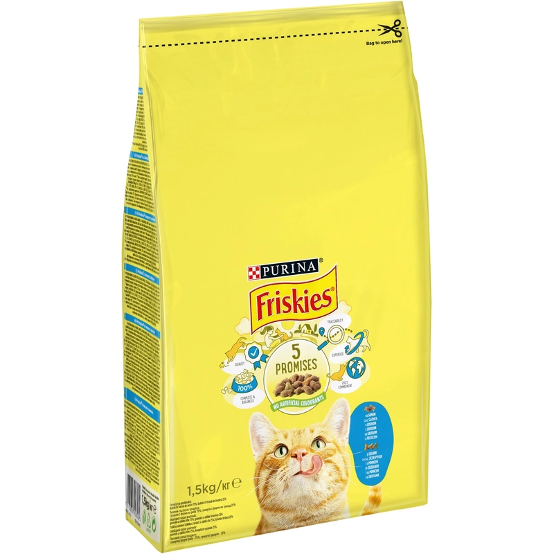 Friskies сухий корм для котів 1.5 кг - з лососем та овочами (7613033923562) 