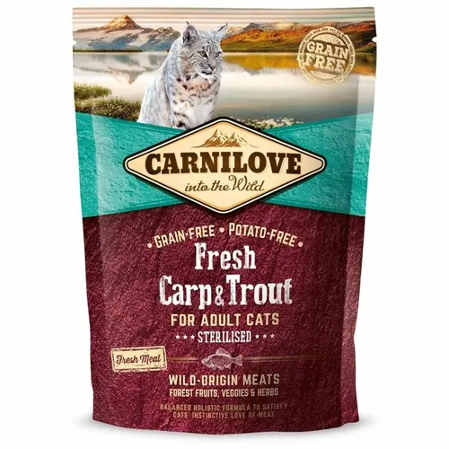 Carnilove Fresh Sterilised сухий корм для стерилізованих котів 400 г - з коропом та фореллю (8595602527427)