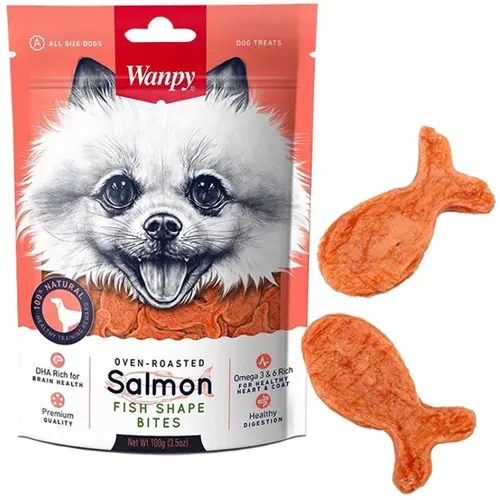 Wanpy Salmon Fish Shape Bites ЛАСОЩІ Premium собаки (з лосося та рибки) 100г