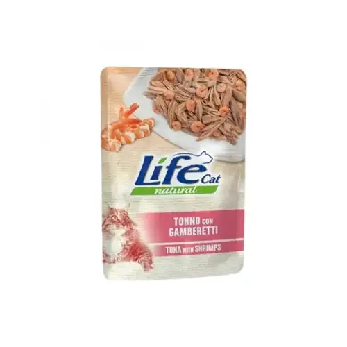 Lifecat Natural ВОЛОГИЙ КОРМ Супер-преміум коти (з тунцем та креветками) 70 г