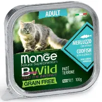 Monge Bwild Grain Free Adult влажный корм для кошек 100 г - с треской и овощами (8009470012867) 