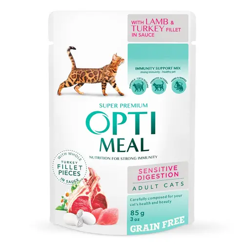 Optimeal Sensitiv Digestion ВОЛОГИЙ КОРМ Супер-преміум коти (для чутливого травлення) 85 г