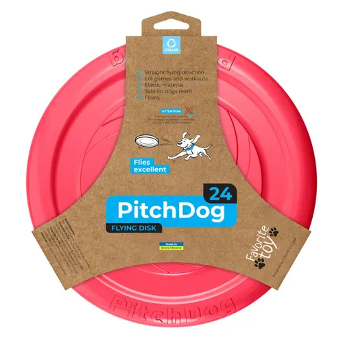 PitchDog ігрова тарілка для собак D=24 см - для апортировки, рожева (4823089308579)