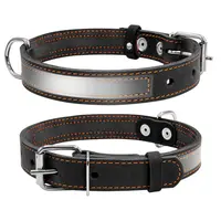 CoLLaR нашийник для собак S - з світловідбиваючою стрічкою, шкіряний, чорний (4820082491741)  - фото 2