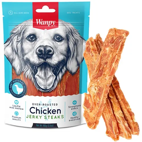 Wanpy CHICKEN JERKY STEAKS ЛАСОЩІ Premium собаки (куряче філе) 100 г