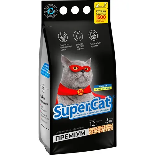 SuperCat Premium наповнювач для котячого туалету 3 кг (4823089305479)