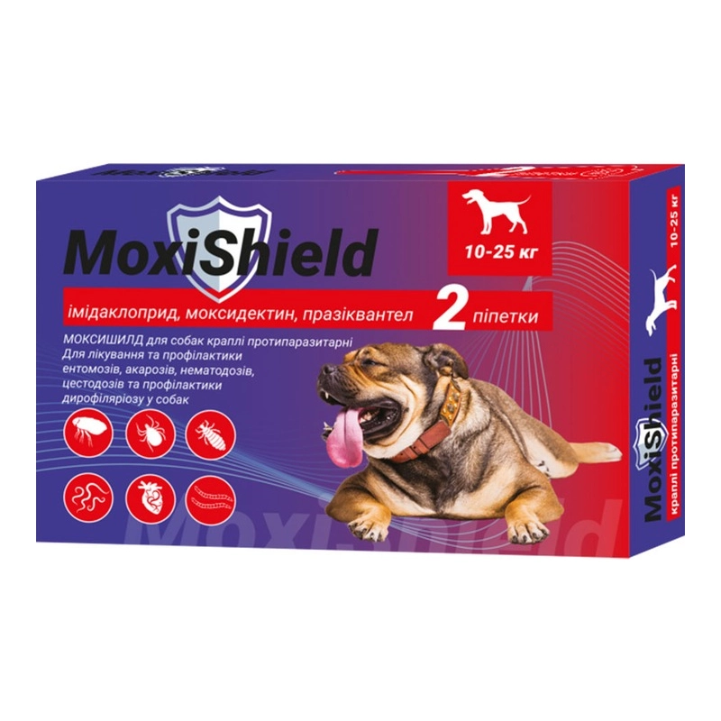 MoxiShield краплі для собак 3 мл/1 піпетка - від бліх і кліщів, 10-25 кг (4820150208189) 