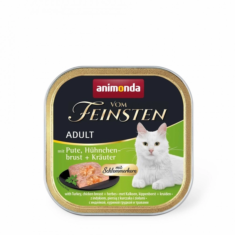Animonda Vom Feinsten влажный корм для кошек 100 г - с индейкой, куриной грудкой и травами (4017721832656) 