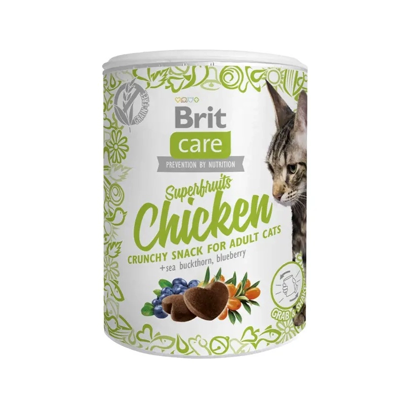Brit Care Superfruits Chicken Crunchy Snack ЛАСОЩІ Супер-преміум коти (з куркою обліпихою та чорницею) 100 г 