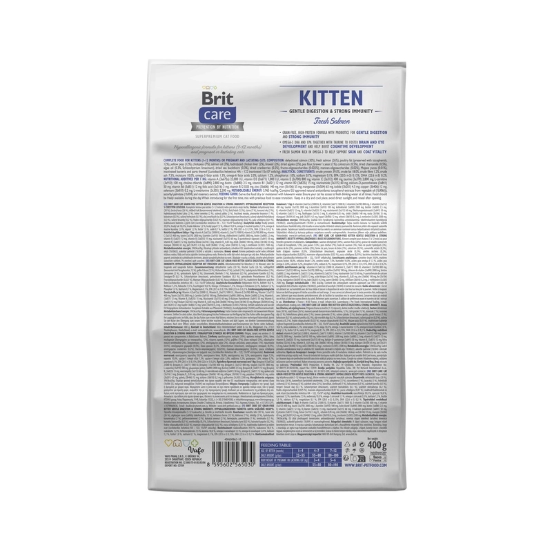 Brit Care GF Nutrition Kitten Gentle Digestion Strong Immunity сухий корм для кошенят 400 г - з лососем (8595602565030)  - фото 3