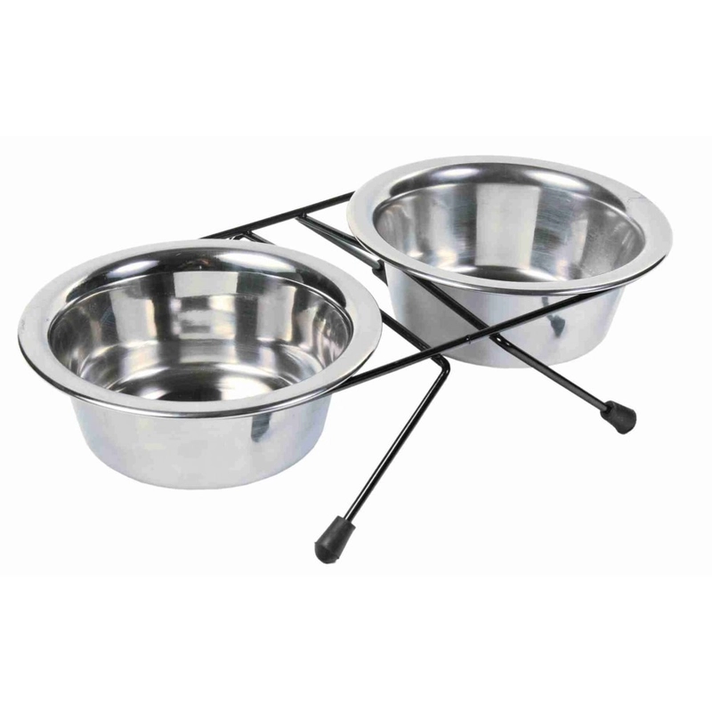 Trixie миски для собак 12 см 2х450 мл - на підставці, металеві (4011905248318) 