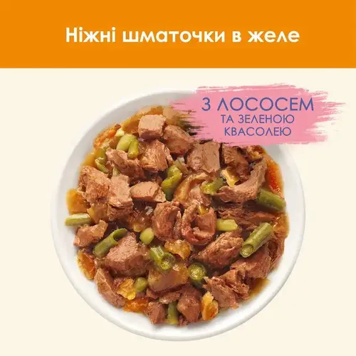 Cat Chow Adult ВОЛОГИЙ КОРМ Економ коти (з лососем та зеленою квасолею) 85 г