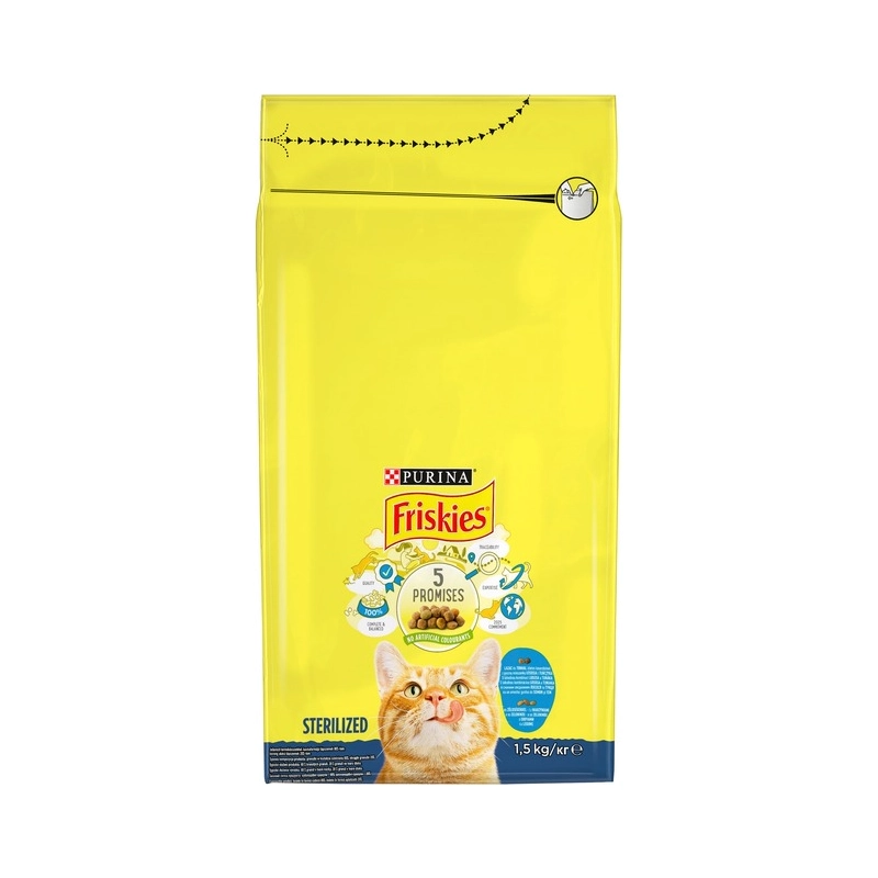 Friskies сухой корм для стерилизованных кошек 1.5 кг - с лососем и овощами (7613033002458)  - фото 3