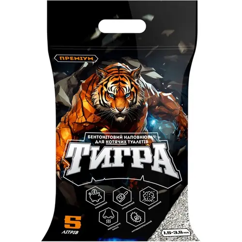 Тигра наповнювач для котячого туалету 4.3 кг - бентонітовий (4823089367613)