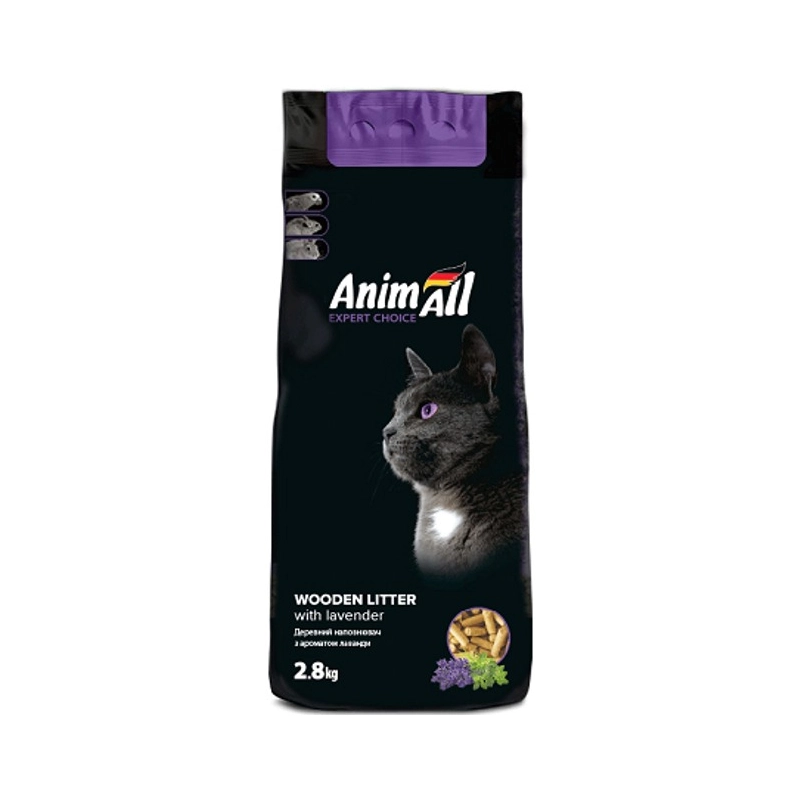 AnimAll наповнювач для котячого туалету 2.8 кг - деревний, з ароматом лаванди (4820224500188) 