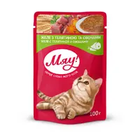 Мяу! вологий корм для котів 100 г - з телятиною в желе (4820083902826) 