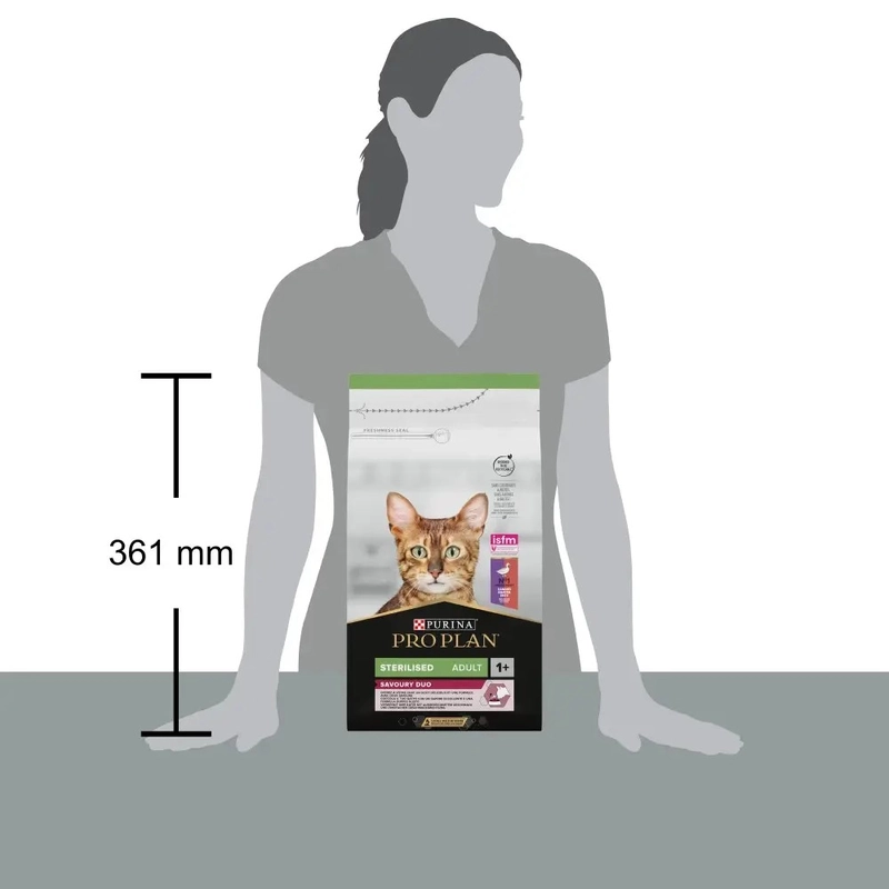 Purina Pro Plan Sterilised Adult 1+ Savoury Duo сухой корм для стерилизованных кошек 1.5 кг - с уткой и печенью (7613036732369)  - фото 3