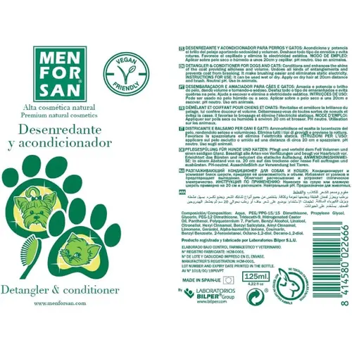 MenForSan Detangler&Conditioner кондиціонер для котів та собак для розплутування та блиску шерсті 125 мл (8414580022666)