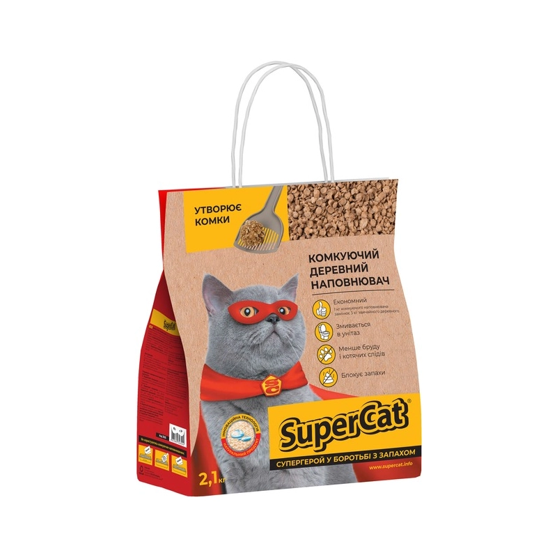 SuperCat наповнювач для котячого туалету 2.1 кг - грудкуючий (4823089326504) 