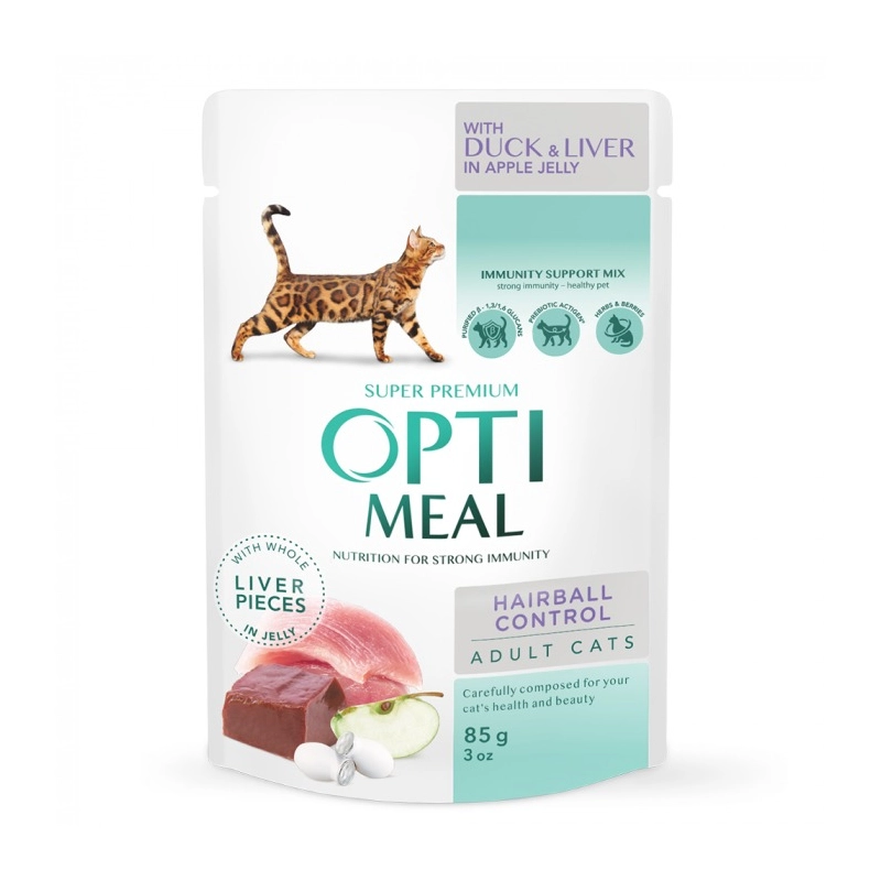 Optimeal Hairball ВОЛОГИЙ КОРМ Супер-преміум коти (для виведення шерсті) 85 г 
