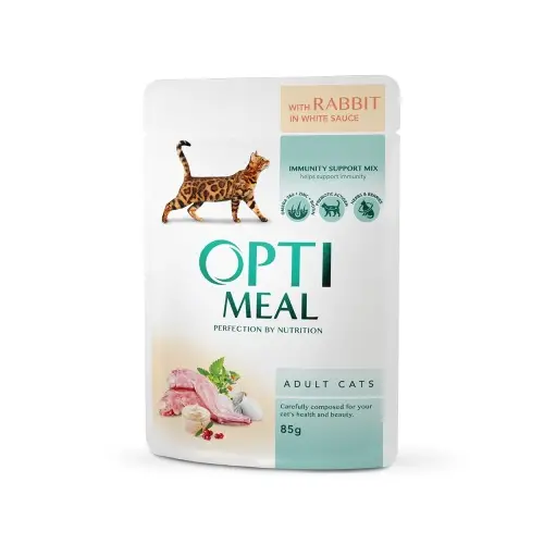 Optimeal Adult ВОЛОГИЙ КОРМ Супер-преміум коти (з кроликом) 85 г