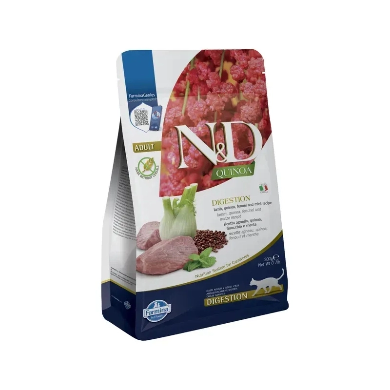 Farmina N&D Quinoa GF Digestion Adult Lamb&Fennel сухий корм для котів 300 г - з ягням та кіноа (8010276035745) 