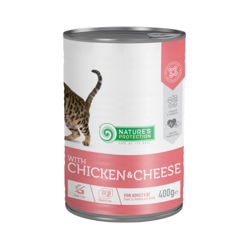 Nature's Protection Cat Adult with Chicken&Cheese вологий корм для котів 400 г - з куркою та сиром (4771317456083) 