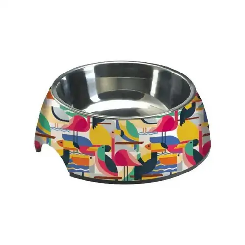 Croci Milamine Toucan миска 0.21 л 24x24 см - нержавіюча, гумова основа, змінна чаша (8023222242265)
