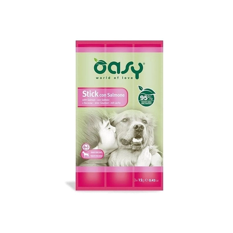 Oasy DOG Stick лакомство для собак 12 г - с лососем (8054329510247) 