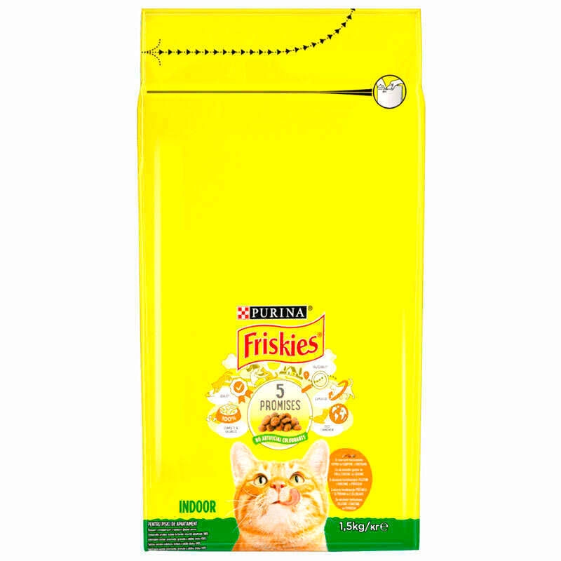 Friskies Indoor сухий корм для котів 1.5 кг - з куркою та овочами (7613031341887) 