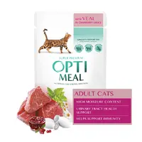 Optimeal Adult ВОЛОГИЙ КОРМ Супер-преміум коти (з ягням та овочами) 85 г  - фото 1