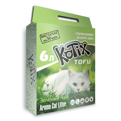 KOTIX TOFU Green Tea наповнювач для котячого туалету 6 л - соєвий, з ароматом зеленого чаю (6972345440039)