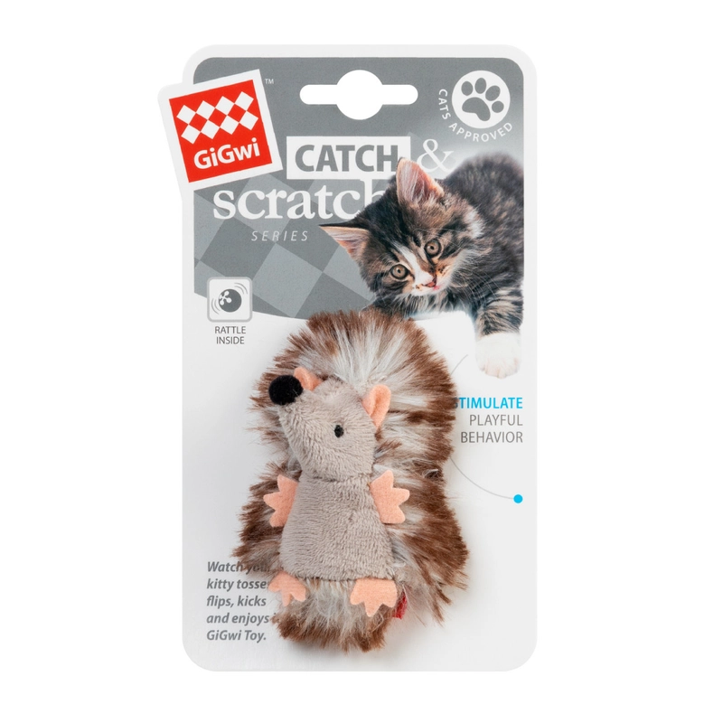 GiGwi Catch&Scratch Їжачок з брязкальцем плюшева іграшка для котів 7 см (4823089351117) 