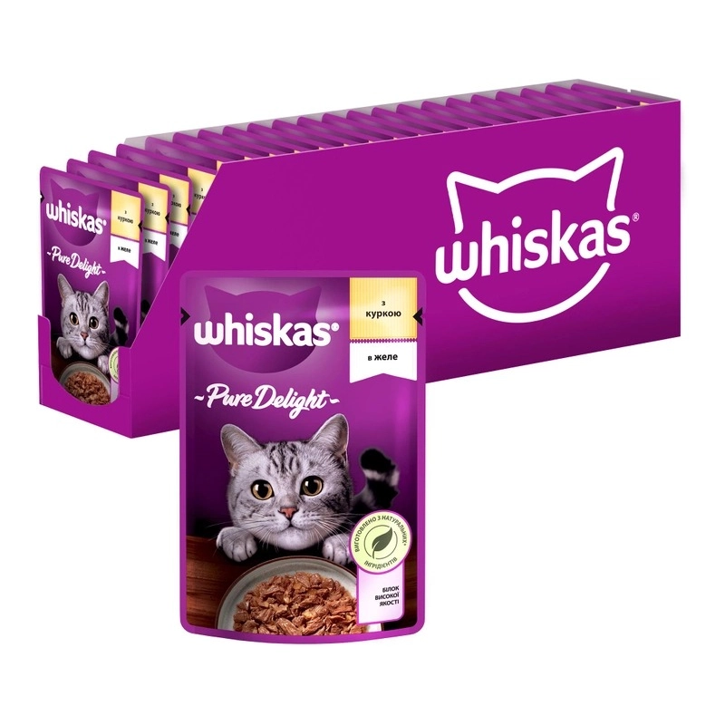 Вологий корм для котів Whiskas з куркою в желе 85 г (5900951302138) 