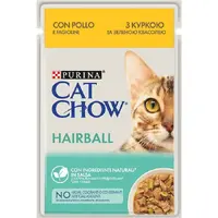 Cat Chow Hairball влажный корм для кошек для выведения шерсти 85 г - с курицей и зеленой фасолью в желе (7613037031393) 