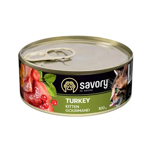 Savory Kitten Gourmand Turkey вологий корм для кошенят 100 г - з індичкою (4820232630679)