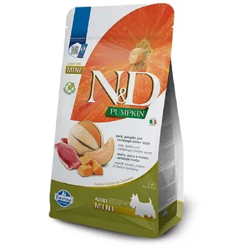 Farmina N&D ADULT MINI Grain-Free PUMPKIN Duck & Cantaloupe СУХИЙ КОРМ Холістік собаки дрібних порід (з качкою та динею) 2 кг